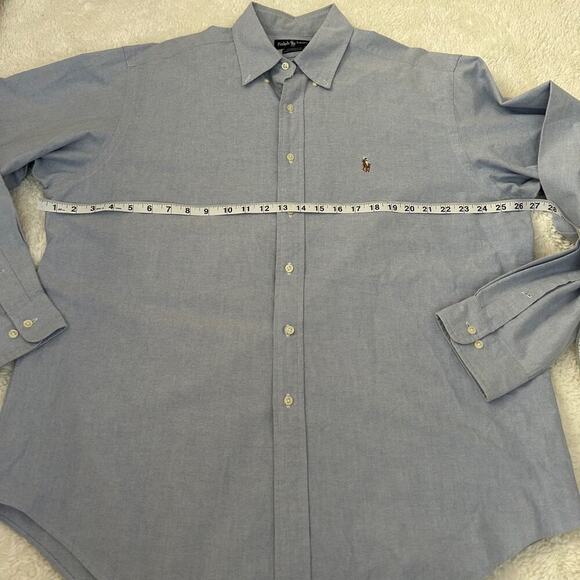 Vintage Ralph Lauren Shirt Mens 17 36/37 Blue Yarmouth Oxford Long Sleeve Preppy - Picture 4 of 7